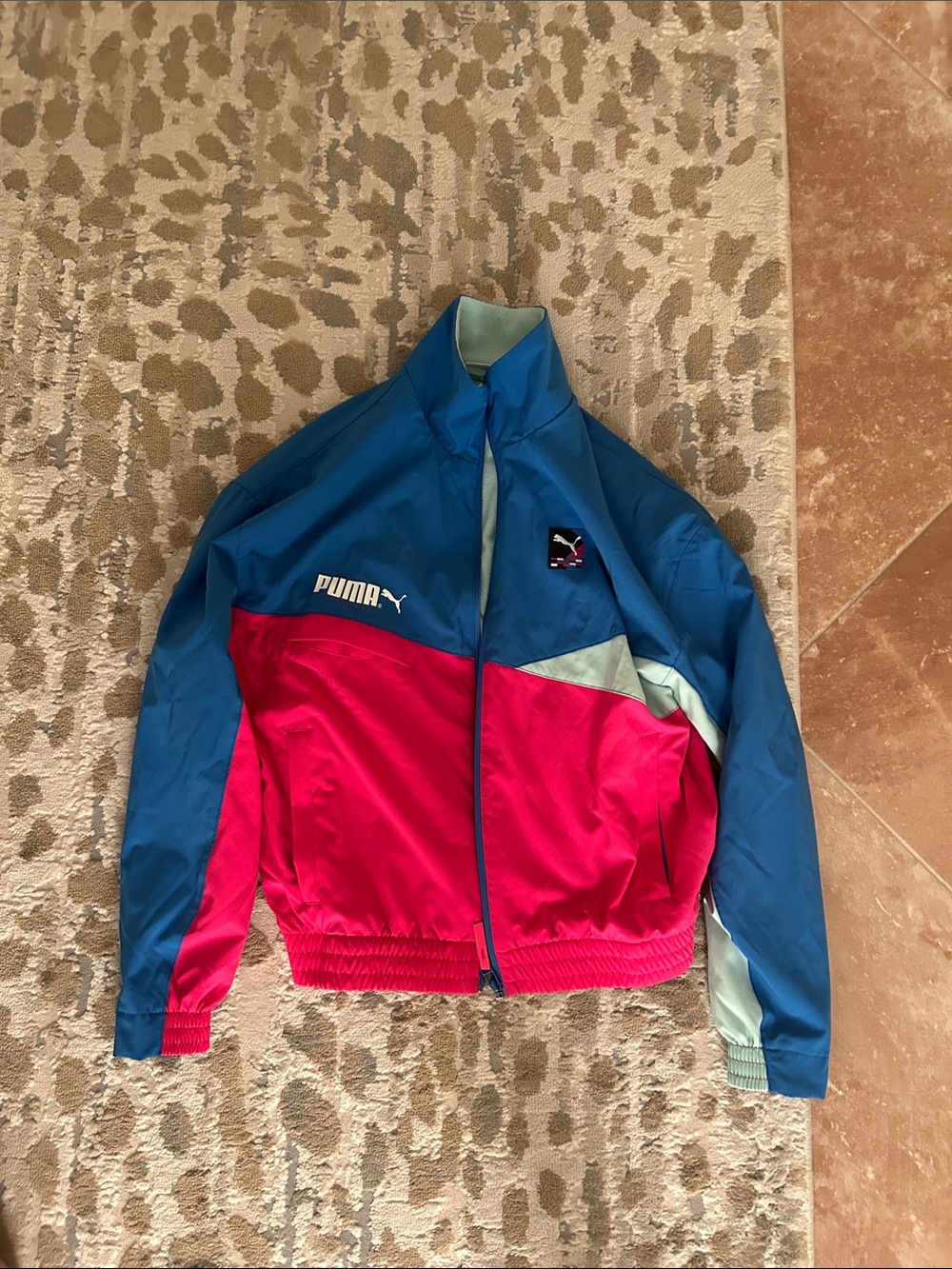 Puma Colorblock Track Jacket in Blue, Pink & Mint